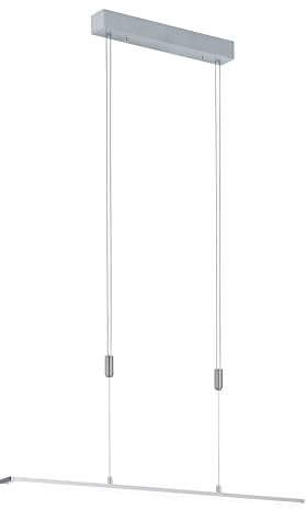 Fischer & Honsel Pendelleuchte, Metz TW | aluminiumfarben matt| L: 90 cm, B: 6 cm | Höhenverstellbar 95-150 cm| mit Taster stufenlos dimmbar| Farbtemperatureinstellung 3 Stufen | 60995 | EEG: F