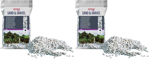 Amtra Gravel Noa - Gravier d'Aquarium Naturel, Sol Décoratif, Gros Grains Blancs Taille 4-8 Mm, Format, 5 kg (Lot de 2)