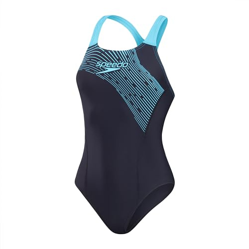 Speedo Damen Medley Logo 1 Piece Badeanzug, Navy, 44 EU