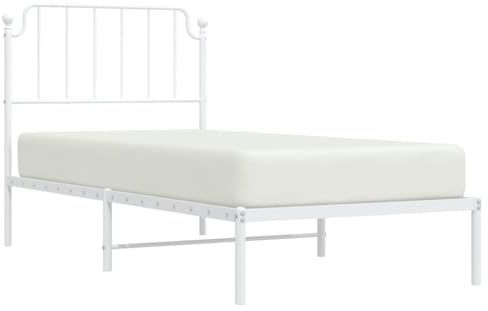 vidaXL Bettgestell mit Kopfteil Metall Weiß 90x200 cm