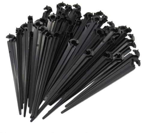 Domigard Micro Drip Rohrhalter,PE Bewässerungs-Tropfstütze,1/4 Zoll Gartenschlauch-Erdanker Geeignet zur Befestigung von Schläuchen in Gärten, Gemüsegärten, Rasenflächen, Blumenbeeten usw（50 Stück）