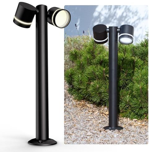 SSC-LUXon ULICA Sockelleuchte außen mit 2x LED Lampen neutralweiß GX53 5W - Outdoor Pollerleuchte IP54 schwenkbares Licht 230V