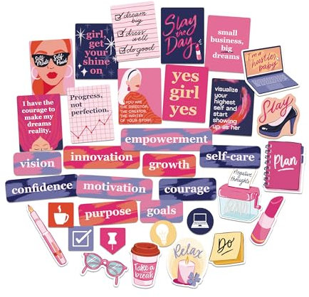 Navy Peony Boss Lady Unternehmer Vision Board Aufkleber (35 Stück) - Girl Boss, Boss Babe, Aufkleber für weibliche Führungskräfte für Planer, Vision Board Party