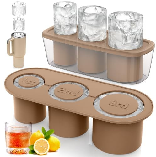 Eiswürfelform mit Deckel und Mülleimer für Stanley, für Stanley-Zubehör, zylinderförmige Eiswürfelform aus Silikon, Eiswürfelformen für Gefrierschrank, große Eiswürfelformen, transparent, 590 - 1134