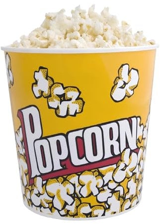 Generico Cubo de palomitas de tamaño gigante de 3,6 litros de capacidad, cuenco de palomitas de maíz, palomitas de maíz, patatas fritas, aperitivos, cubos de palomitas reutilizables y lavables