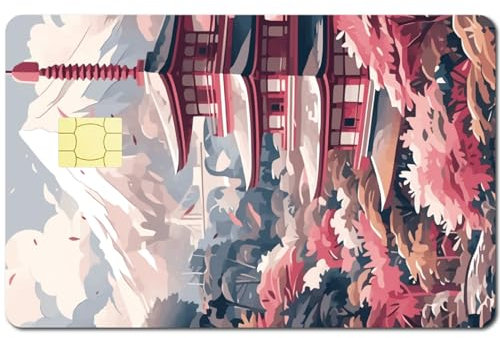 CREATCABIN Kreditkarten-Skins,Debitkarten-Skin-Aufkleber Gebäudelandschaft Im Japanischen Stil,Anime,Personalisieren Bankkarten,Schutzaufkleber,Wasserfest,Blasenfrei,Schmal,Für Schlüssel,18.6x13.7cm