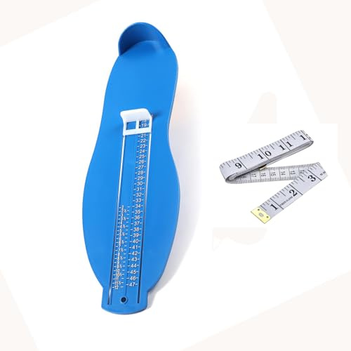 Foot Measure Sizer Device,Foot Gauge Shoe Sizes Measure Sizes with Tape Measure Feet Child/Adult UK Sizes 2-12/EU Sizes 18-47 for Baby Toddler Kids Adults EUR UK Shoe Gauge Blue