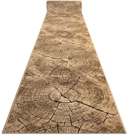 rugsx Läufer KARMEL Tronko Baum Holz, Flurteppich, Küchenteppich, Florteppich, modern, Diverse Größen, Nuss 100x320 cm