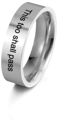 Amaxer Auch das wird auf Hebräisch Englischer Ring für Frauen Positive religiöse Geschenke Inspirierte Bandring graviert (Silber, 19mm)