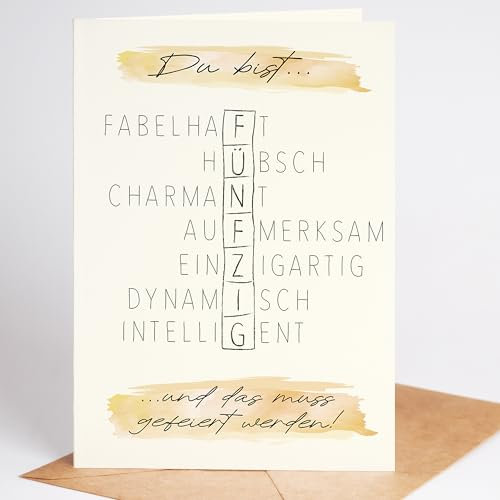 Lovely Cards - Rätselkarte - Geburtstagskarte Mama - Geburtstag Karte Frau 50 Jahre - schöne Karte zum Geburtstag Freundin - Karte Mutter - A6 (50 Jahre)
