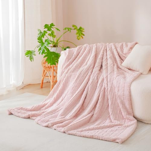 Nayoroom Kuscheldecke Flauschig Decke Rosa Fleecedecke Warm Sofadecke Couchdecke für Wohnzimmer Schlafzimmer Deko Tagesdecke 220x240 Kariet Blanket Wolldecke Kuscheldecken Wohn- & Kuscheldecken