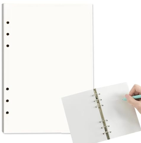 QOWUXHZ 120 Blätter Ringbucheinlagen A5 A5 Nachfüllpapier Blanko A5 Papier Nachfüllbare Refill Paper, 6 Löcher Nachfülleinlagen Loose Notizpapier Für A5 Notizbuch Ringbücher Skizze Einsätze