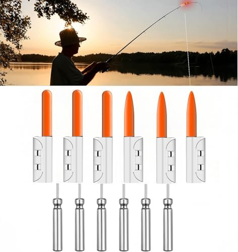 NOLACE Rot Knicklichter Angeln 6 Stück Leuchtstab-Angeln wasserdicht, Leuchtstab-Schnalle LED-Leuchtstab-Angeln Nachtangeln oder Meeresangeln (6 Stück passende Batterie)