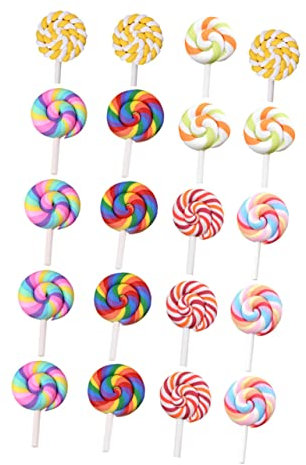 KITANDOVE 20 Stück Ton-simulations-Lollis Bunte Lolli-Dekorationen Polymer-ton Langlebig DIY Handwerkliches Spielzeug