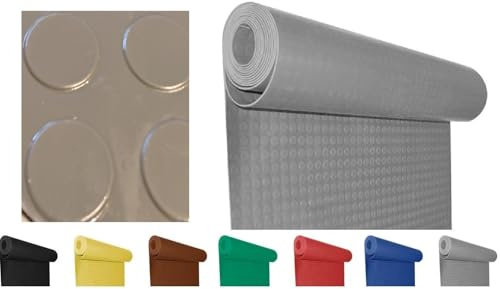 Mugar- Suelo de Goma Antideslizante - Pavimento de círculos | Suelo de Caucho | Colores Decorativos | Rollo de la Medida seleccionada (Gris, 1x1m)