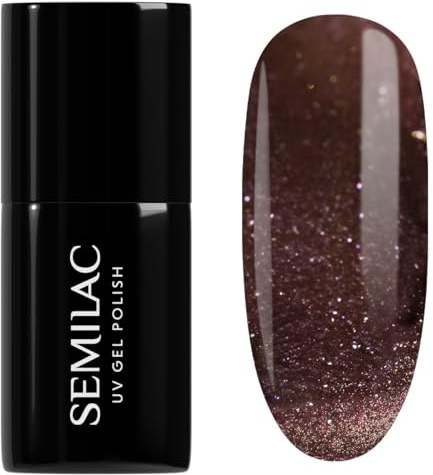 Semilac UV-Nagellack 823 Meta Rose 7 ml – Cat Eye Effekt, kupfer-goldener Schimmer & holografischer Glanz – Galaxy Flash Kollektion