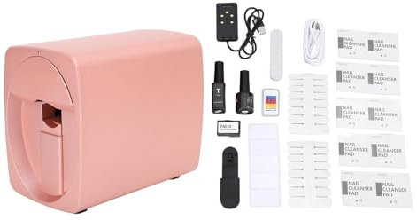 Nail art printing machine, nail printer smart app control camera recognition portable diy nail art color press for family travel party (Rose Gold)