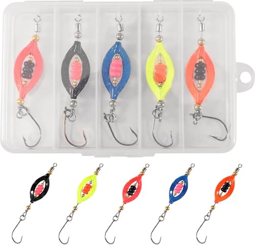 5 Stück 4g Forellen Spoon Set, Forellenköder, Blinker Angeln für Barsch, Twister Spinner Forelle Löffel, Angelzubehör für Seen, Stauseen, Offshore