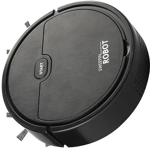 PartyKindom Robot Aspirador Multifuncional Negro con Diseño Delgado para Barrido y Fregado Cepillo Doble Lateral para Limpieza Completa Hogares Pequeños