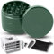 LAZY KING Premium Keramik Grinder Crusher - 63 mm, 4-teilig - Set mit Reinigungsbürste, Glasfilter Tragetasche, Pollen Scraper - Kräutermühle mit Nano Keramik Beschichtung (Grün ohne Gravur)