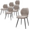LEWE Leinen Esszimmerstühle 6er Set, Modernes Karomuster mit Metallbein, gepolstert, Armloser Küchenstuhl für Restaurant/Wohnzimmer/Schlafzimmer, [Braun]