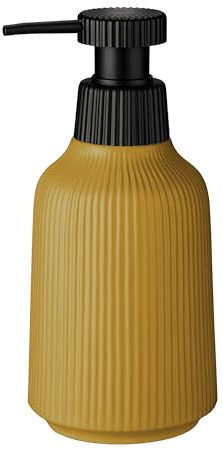 KADAX komfortabler Seifenspender aus Keramik, Seifendosierer, Spender mit Pumpe aus Kunststoff, Lotionspender, Flüssigseifenspender, Shampoospender (Gelb)