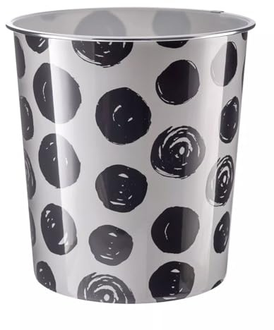 CELINO making your day 7.7L Waste Paper Dust Bin Rubbish Round Plastic Floral Office Bathroom Kitchen (Big Black Dots - NEW)