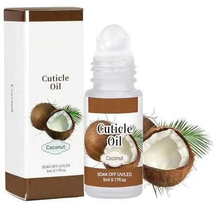 Cuticle Oil for Nails - Coconut Nail Oil Cuticle - Nail Oil Treatment for Damaged Nails - Roll on Cuticle Oil with Avocado, Jojoba - Nail Care Softening,Strengthens & Repairs Dry,5ml