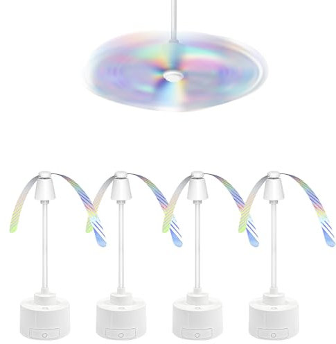 Fliegenabwehr-Ventilator, 4-teiliger Mückenabwehr-Ventilator mit 360° biegbarem Schwanenhals und gelbem LED-Licht physikalische Insektenbekämpfung mit Aufhängehaken für Party Grillen Picknick Zuhause