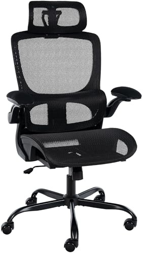 CLP Bürostuhl ergonomisch mit Kopfstütze Kaylee, Schreibtischstuhl höhenverstellbar Lordosenstütze Armlehnen, Drehstuhl bis 150 kg | Farbe schwarz