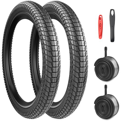 GRELiving Paquete de 2 neumáticos plegables de 20 pulgadas para bicicleta de 20 x 1.95/2.1/2.25, 53/57-406, juego de repuesto para MTB, BMX, bicicletas plegables y viajeros urbanos