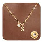 Maynor Gold Damen Buchstaben Kette mit 5A Zirkon Herz Anhänger–Initialen A-Z Halskette, 18K Vergoldet Personalisierte Namenskette Mode Schmuck Geschenk für Frauen Mädchen