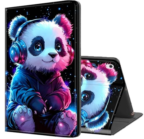 ETLKJVBL for iPad Air 6th/ 5th/ 4th Generation Case, Auto Sleep/Wake, Panda with Headphones in Space Multiple Angles Viewing Folio Stand Case for iPad Air 6th/ 5th/ 4th Generation Tablet
