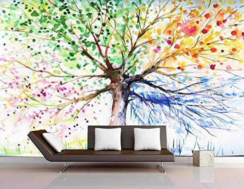 Fototapete Vier Jahreszeiten Baum Foto Tapete 3D Effekt Tapeten Vliestapete Wandbilder Wanddeko -songqians-24262-400cmx260cm