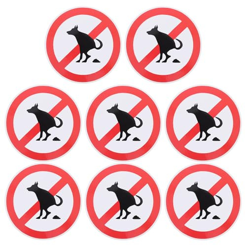 BESTOMZ 8 Pezzi Cartello Adesivo Divieto di Deiezioni Cani per Giardino e Aree Comuni, in Pvc Rosso Facile Applicazione, per Proprietari di Animali