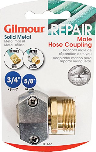 Gilmour 801134-1003 Heavy Duty Zinc and Brass Male Clamp Coupling, 5/8 x 3/4