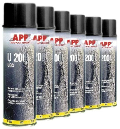 APP U 200 UBS SPRAY 6 X 500 ml Überlackierbar Unterbodenschutz schwarz 050204/6