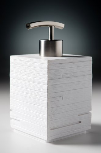 Seifenspender, viele schöne Seifenspender zur Auswahl, hochwertige und stabile Qualität mit Edelstahlpumpe, modernes Design (Calero White)