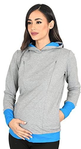 Mija - Umstandsmode / 2in1 Stillpullover & Umstandspullover Stilltop Stillpulli Mona 1035 (S, Melange/Turkis)