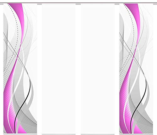 wohnfuehlidee 4er-Set Flächenvorhang, Deko Blickdicht, WuXi, Höhe 245 cm, 2X Dessin /2X Uni transparent, Fb. Beere/weiß