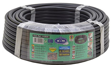 S&M 010026 - Tubería goteo, 12 mm x 50 m, color negro