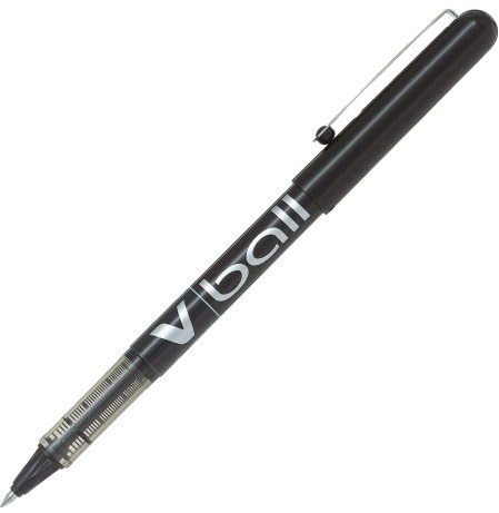 Pilot Black V-Ball Rollerball Pens 0.3mm [Pack of 12]