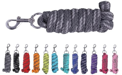 NETPROSHOP Anbindestrick Pferde Führstrick mit Karabinerhaken 2 Meter, Farbe:Anthrazit