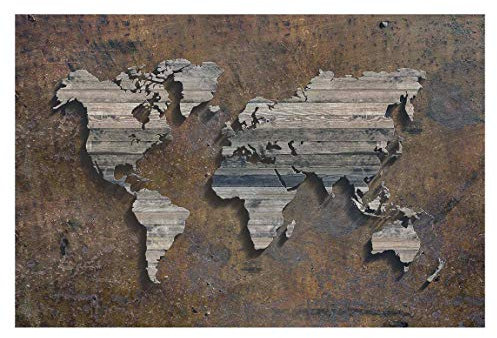 Bilderwelten Weltkarte Fototapete inkl. Kleister 384x255cm - Vliestapete Made in Germany - Weltkarte Tapete Wohnzimmer - Tapete Weltkarte XXL - Weltkarte als Fototapete Schlafzimmer T_1734