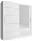 Kleiderschrank Schwebetürenschrank mit Spiegel 2-türig Schrank mit Einlegeböden und Kleiderstange Gaderobe Schiebtüren Fronten mit Aluminium-Deko - 180x62x214cm - Borneo 1 ALU (Weiß, 180 cm)