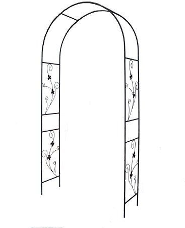 Defacto Rosenbogen aus Metall in Schwarz 230 x 37 x 114 cm (HxTxB), Torbogen, Rankbogen Rosen, Wetterfeste Rankhilfe mit Verzierung, rosenspalier, Rostfrei, für Garten DF-28B