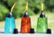 Seraphic Antorchas de mesa de citronela para patio al aire libre, antorcha de cristal decorativa de 16 onzas, velas de citronela para terraza exterior, jardín, fiestas, juego de 3, azul/ámbar/verde