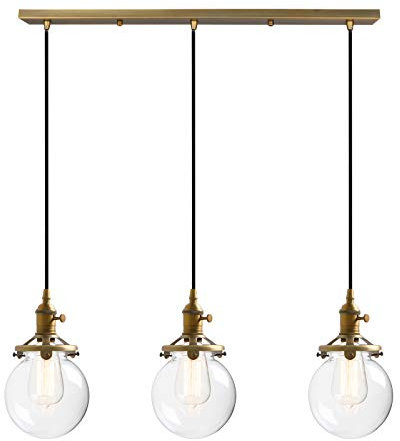 Phansthy Suspension en verre transparent avec 3 ampoules style vintage Antike Farbe