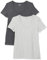 Amazon Essentials Women's Regular-Fit Short-Sleeve Scoop Neck T-Shirt (Available in Plus Size), Pack of 2, Charcoal Heather/Light Grey Heather, M