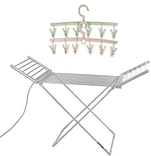 AMOS 230 Electric Heated Clothes Dryer Folding Energy-Efficient Indoor Wet Laundry Drying Rack + 15-Peg Airer